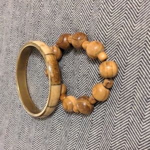 Two wood bangle/bracelets